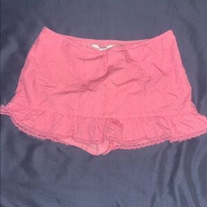 Kimchi Blue Pink Ruffled Eyelet Mini Skirt